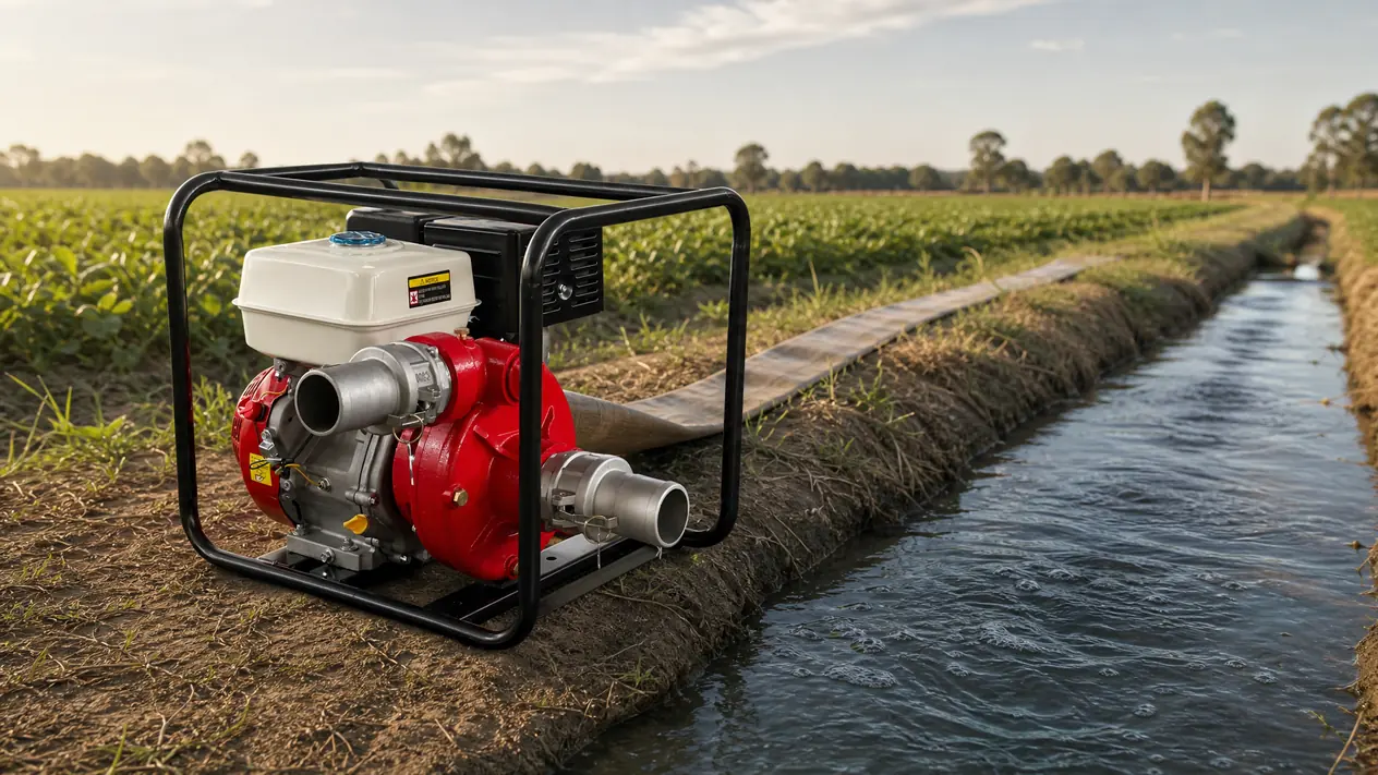 Engine-driven water pump set used for irrigation.